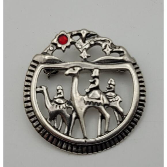 Sterling Silver Three Kings Day Vintage Christmas Pin Brooch 3 Wise Magi Jesus - Picture 3 of 16